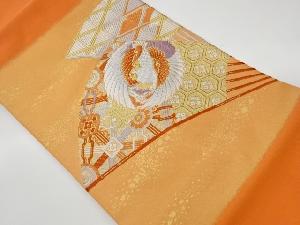 リサイクル　扇に鳳凰・松葉菱模様織出し名古屋帯